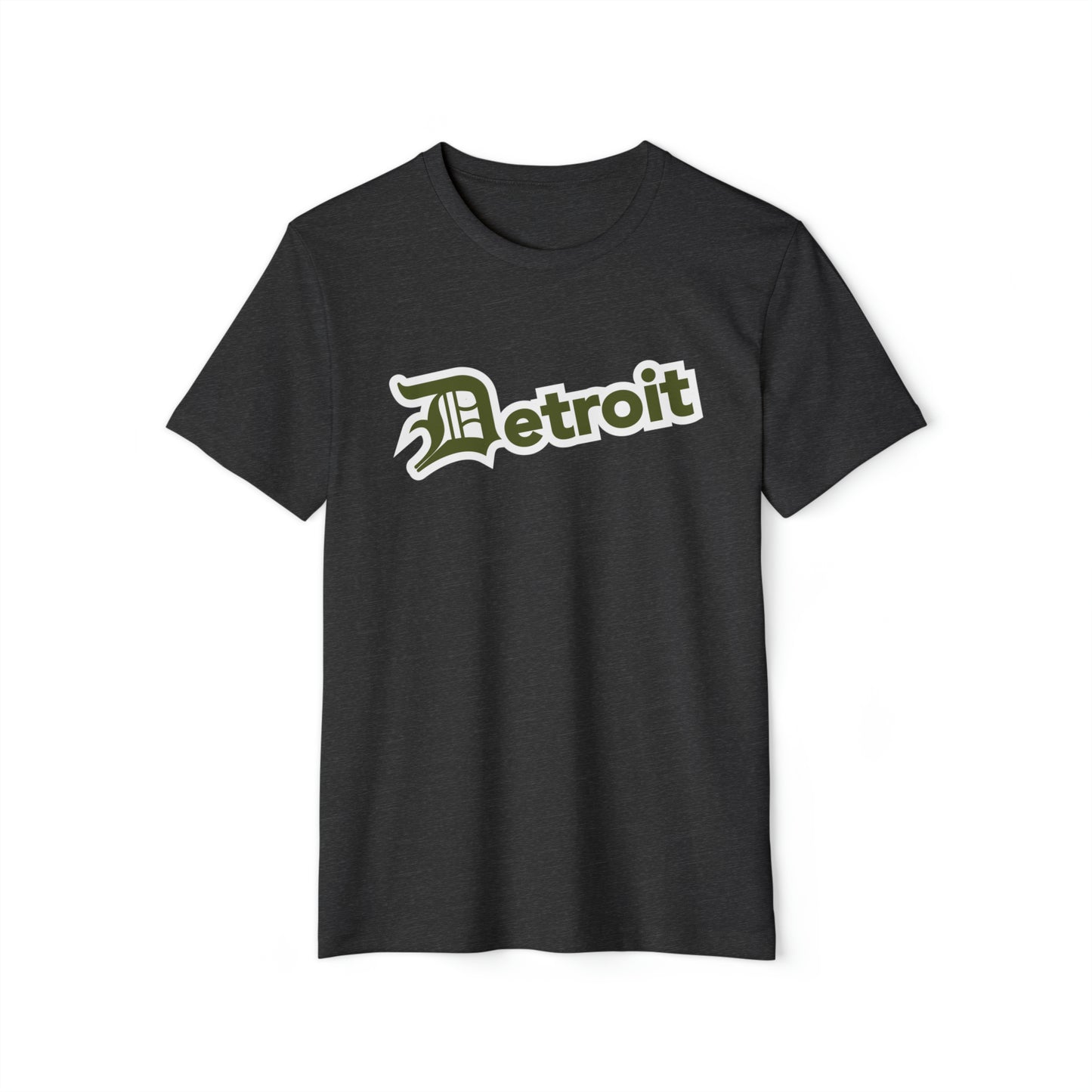 Detroit' T-Shirt (Army Green Old English 'D') | Unisex Recycled Organic