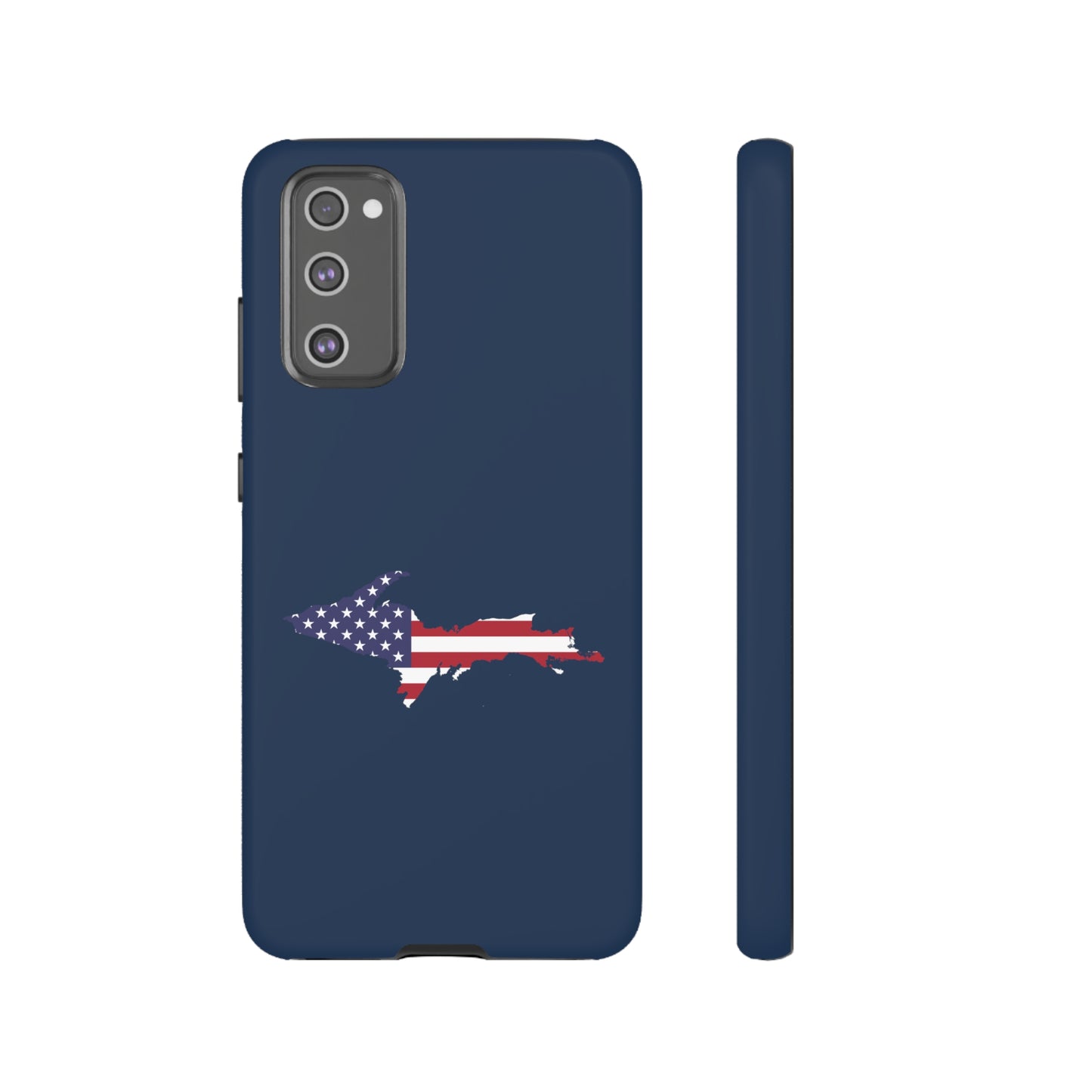 Michigan Upper Peninsula Tough Phone Case (Navy w/ UP USA Flag Outline) | Samsung & Pixel Android