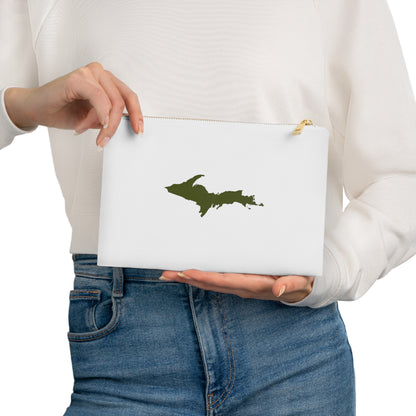 Michigan Upper Peninsula Cosmetic Bag (Army Green Outline) | Cotton Canvas