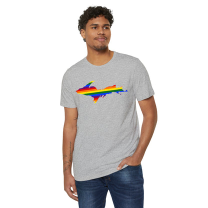 Michigan Upper Peninsula T-Shirt (w/ UP Rainbow Pride Flag) | Unisex Recycled Organic