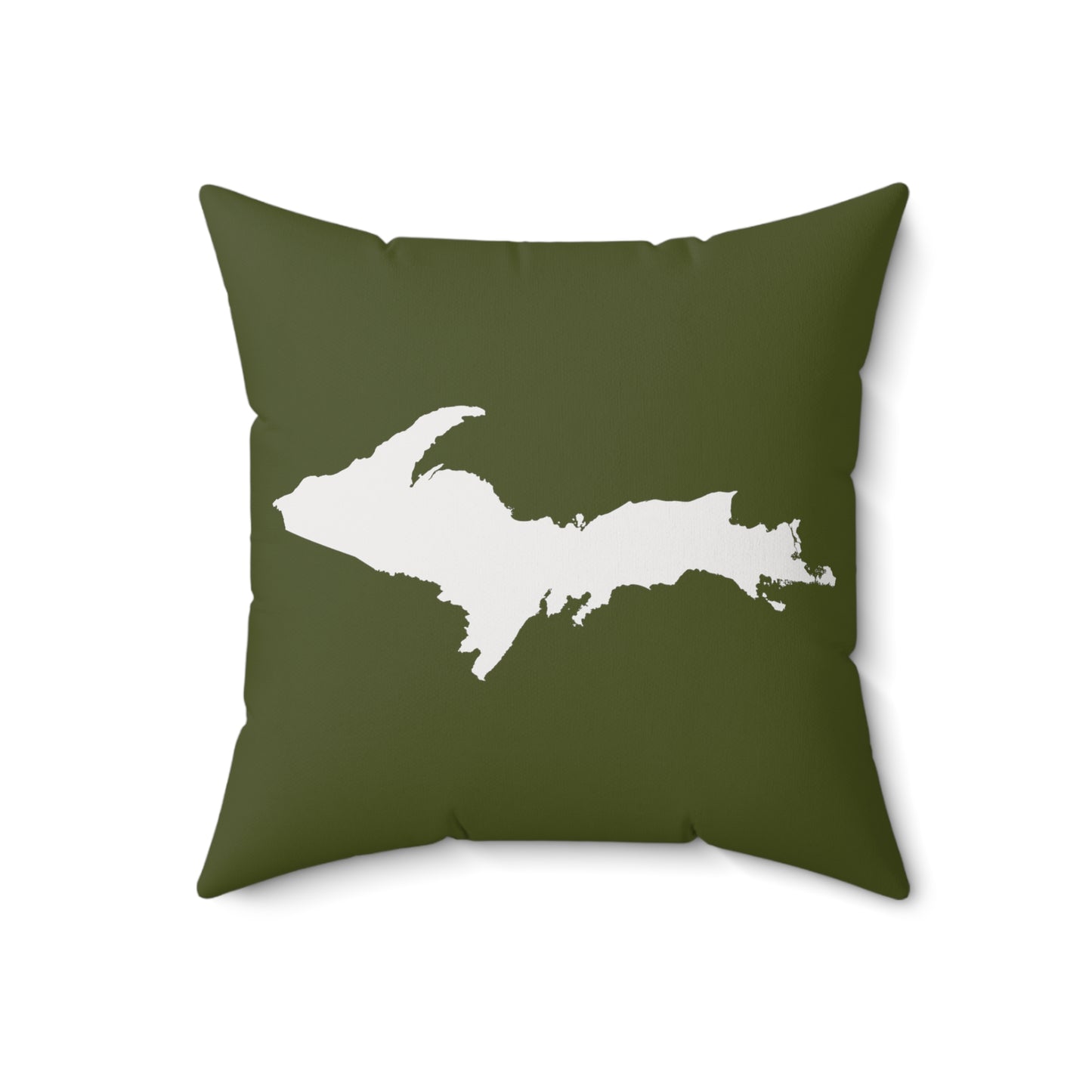 Michigan Upper Peninsula Accent Pillow (w/ UP Outline) | Army Green