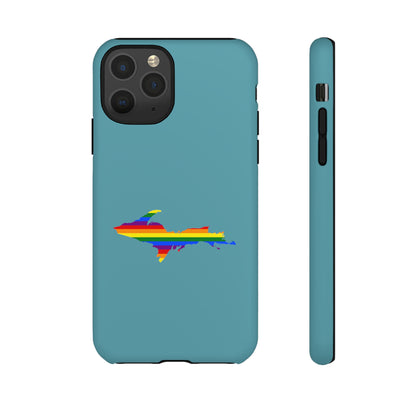 Michigan Upper Peninsula Tough Phone Case (Lake Huron Blue w/ UP Pride Flag Outline) | Apple iPhone