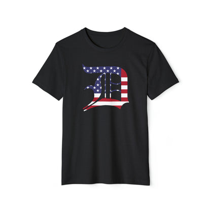 Detroit 'Old English D' T-Shirt (Patriotic Edition) | Unisex Recycled Organic