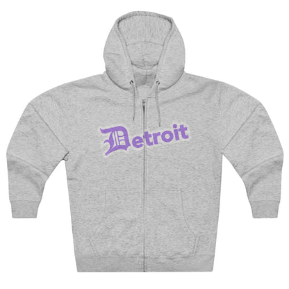 'Detroit' Hoodie (Lavender w/ Old English 'D') | Unisex Full Zip