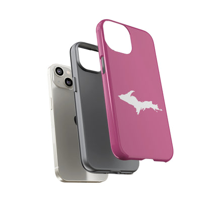 Michigan Upper Peninsula Tough Phone Case (Apple Blossom Pink w/ UP Outline) | Apple iPhone