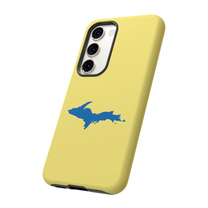 Michigan Upper Peninsula Tough Phone Case (Yellow Cherry w/ Azure UP Outline) | Samsung & Pixel Android