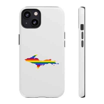 Michigan Upper Peninsula Tough Phone Case (Birch Bark White w/ UP Pride Flag Outline) | Apple iPhone