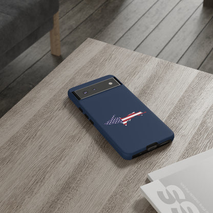 Michigan Upper Peninsula Tough Phone Case (Navy w/ UP USA Flag Outline) | Samsung & Pixel Android