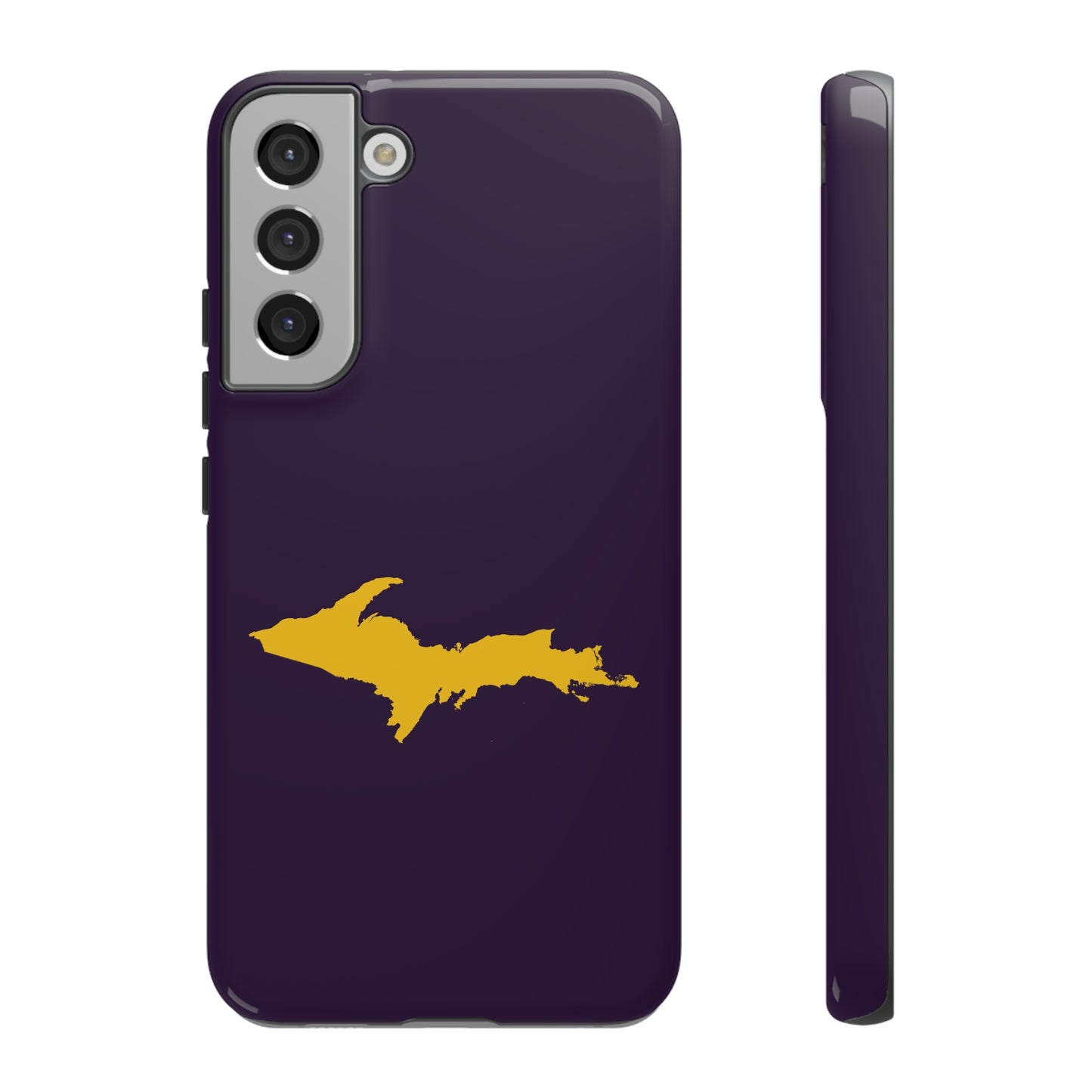 Michigan Upper Peninsula Tough Phone Case (Blackcurrant w/ Gold UP Outline) | Samsung & Pixel Android