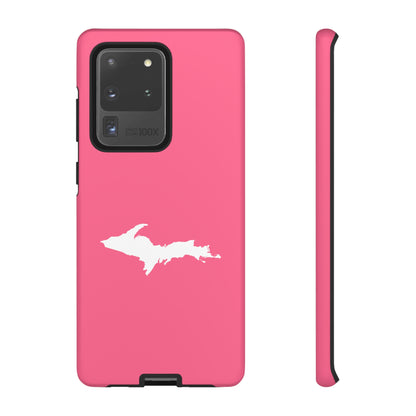 Michigan Upper Peninsula Tough Phone Case (Rhodochrosite Pink w/ UP Outline) | Samsung & Pixel Android