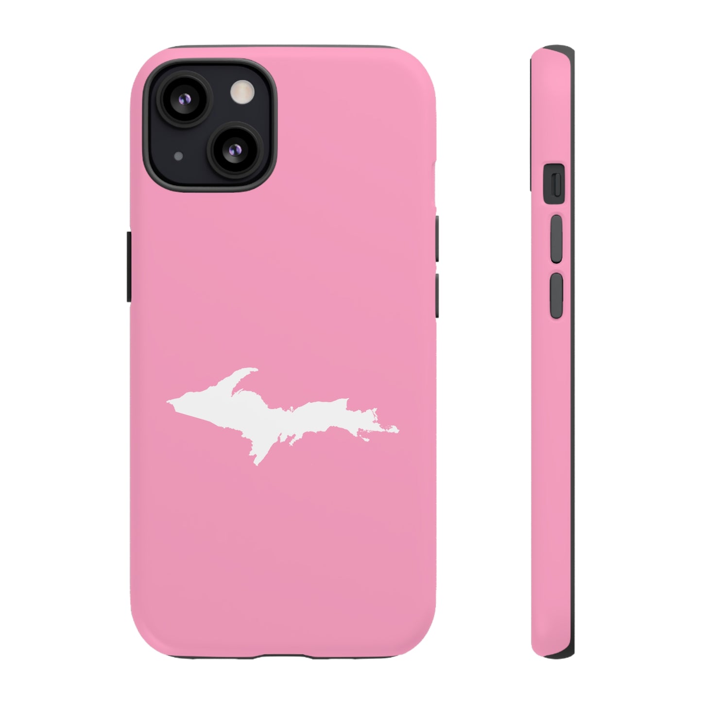 Michigan Upper Peninsula Tough Phone Case ('67 Caddie Pink w/ UP Outline) | Apple iPhone