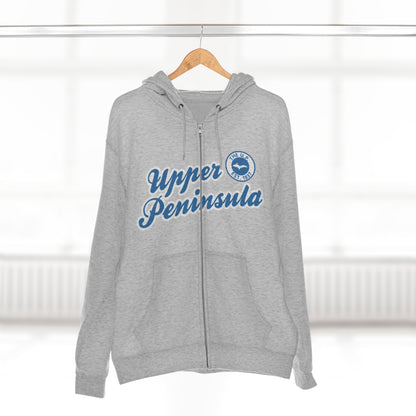 Upper Peninsula EST 1837' Hoodie (Lake Superior Blue Script Font) | Unisex Full Zip