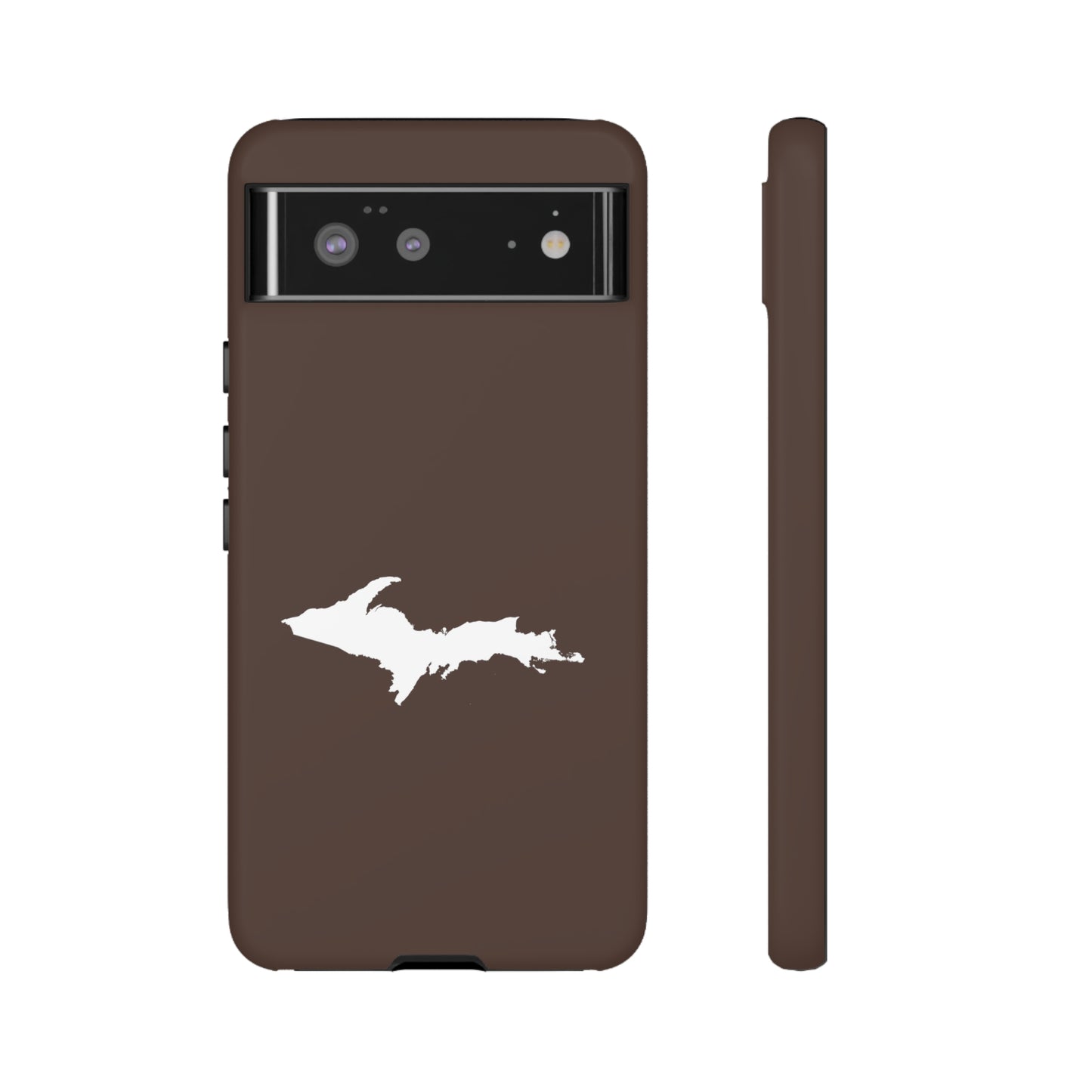 Michigan Upper Peninsula Tough Phone Case (Hickory Color w/ UP Outline) | Samsung & Pixel Android