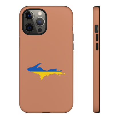 Michigan Upper Peninsula Tough Phone Case (Copper Color w/ UP Ukraine Flag Outline) | Apple iPhone