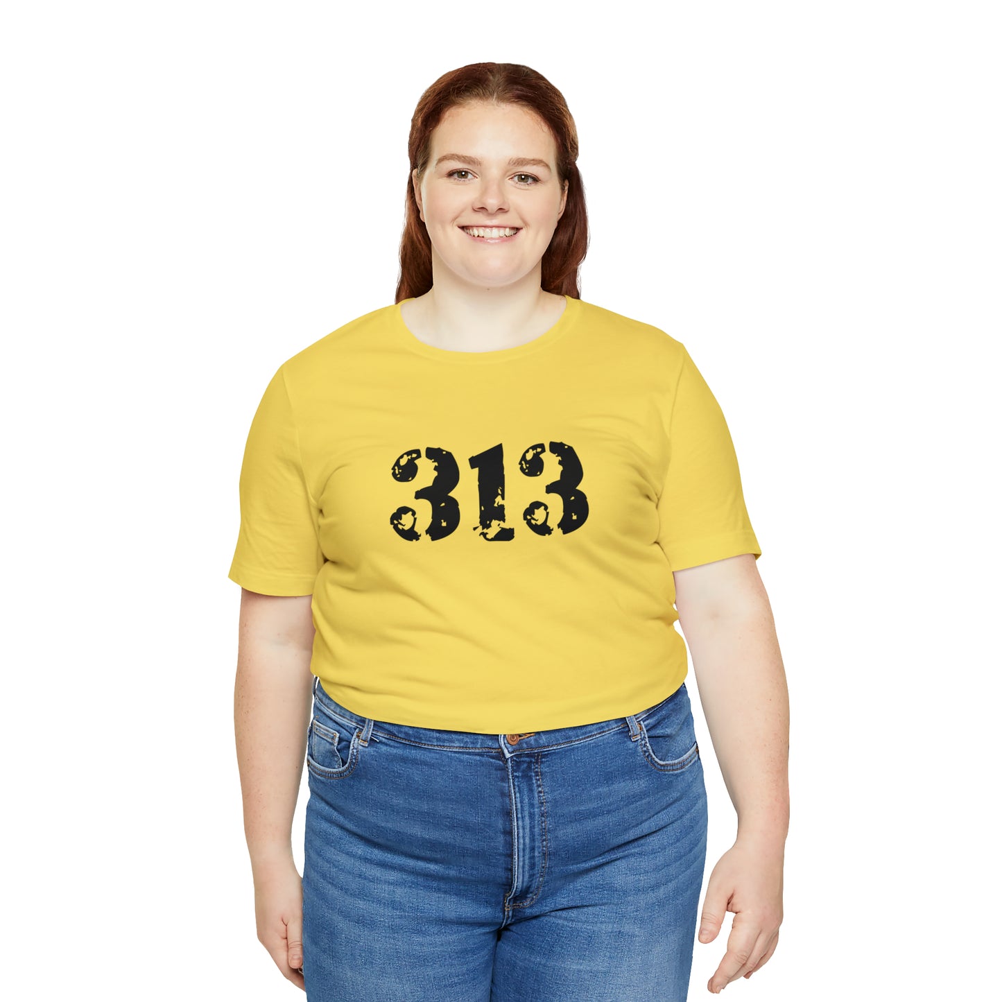 Detroit '313' T-Shirt (Distressed Stencil Font) | Unisex Standard Fit