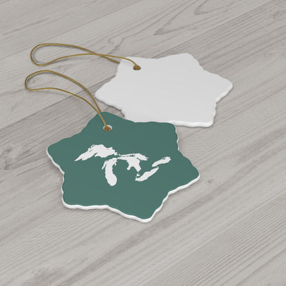 Great Lakes Christmas Ornament (Copper Green) | Ceramic - 4 Shapes