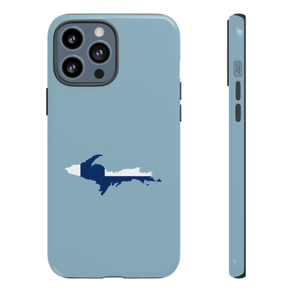 Michigan Upper Peninsula Tough Phone Case (Opal Blue w/ UP Finland Flag Outline) | Apple iPhone