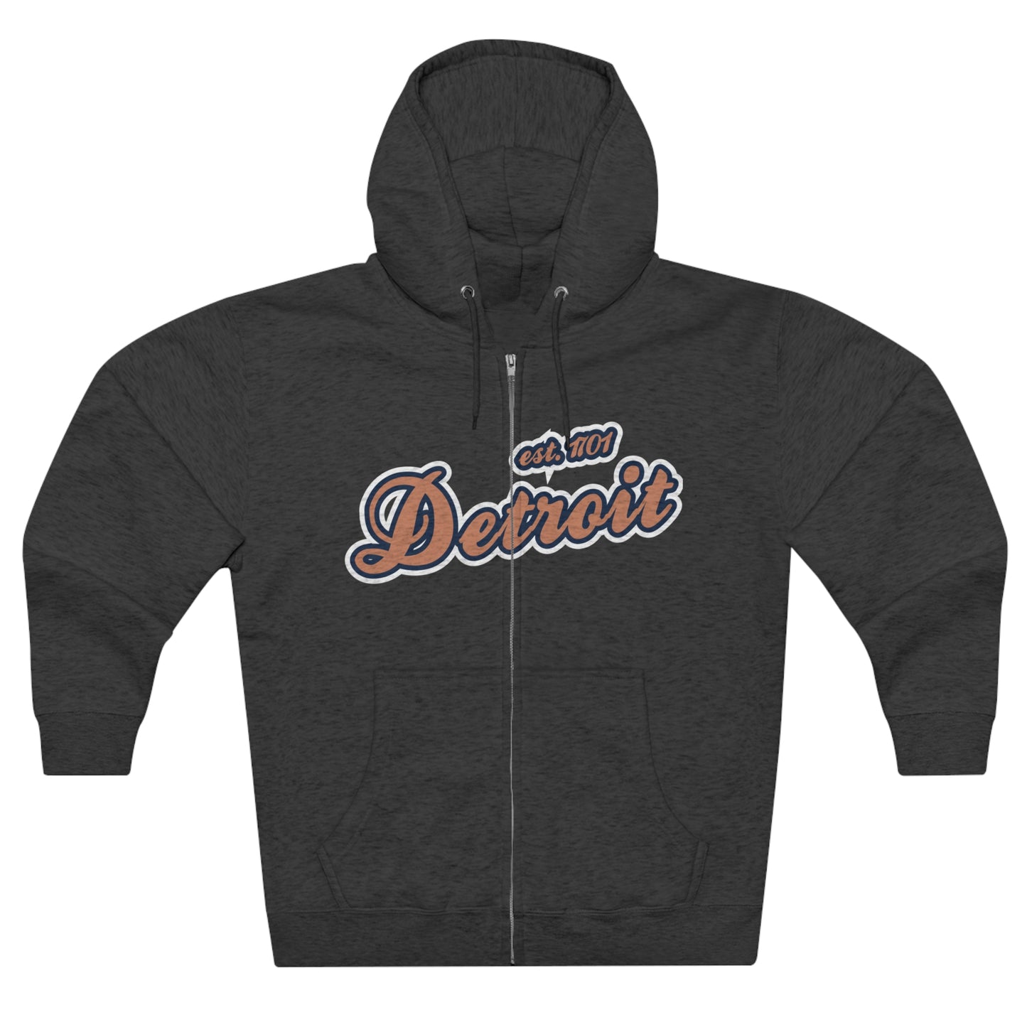 'Detroit EST 1701' Hoodie (Copper Script Font) | Unisex Full Zip