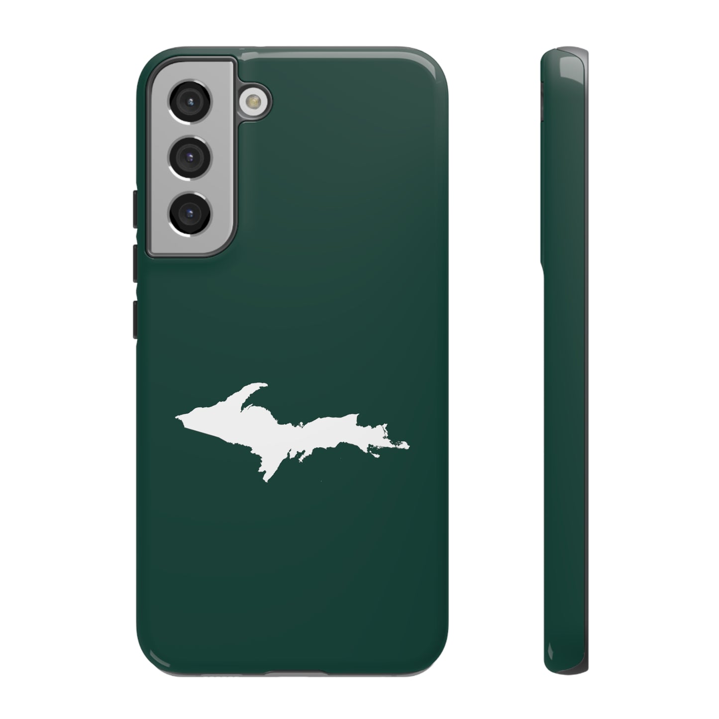 Michigan Upper Peninsula Tough Phone Case (Green w/ White UP Outline) | Samsung & Pixel Android