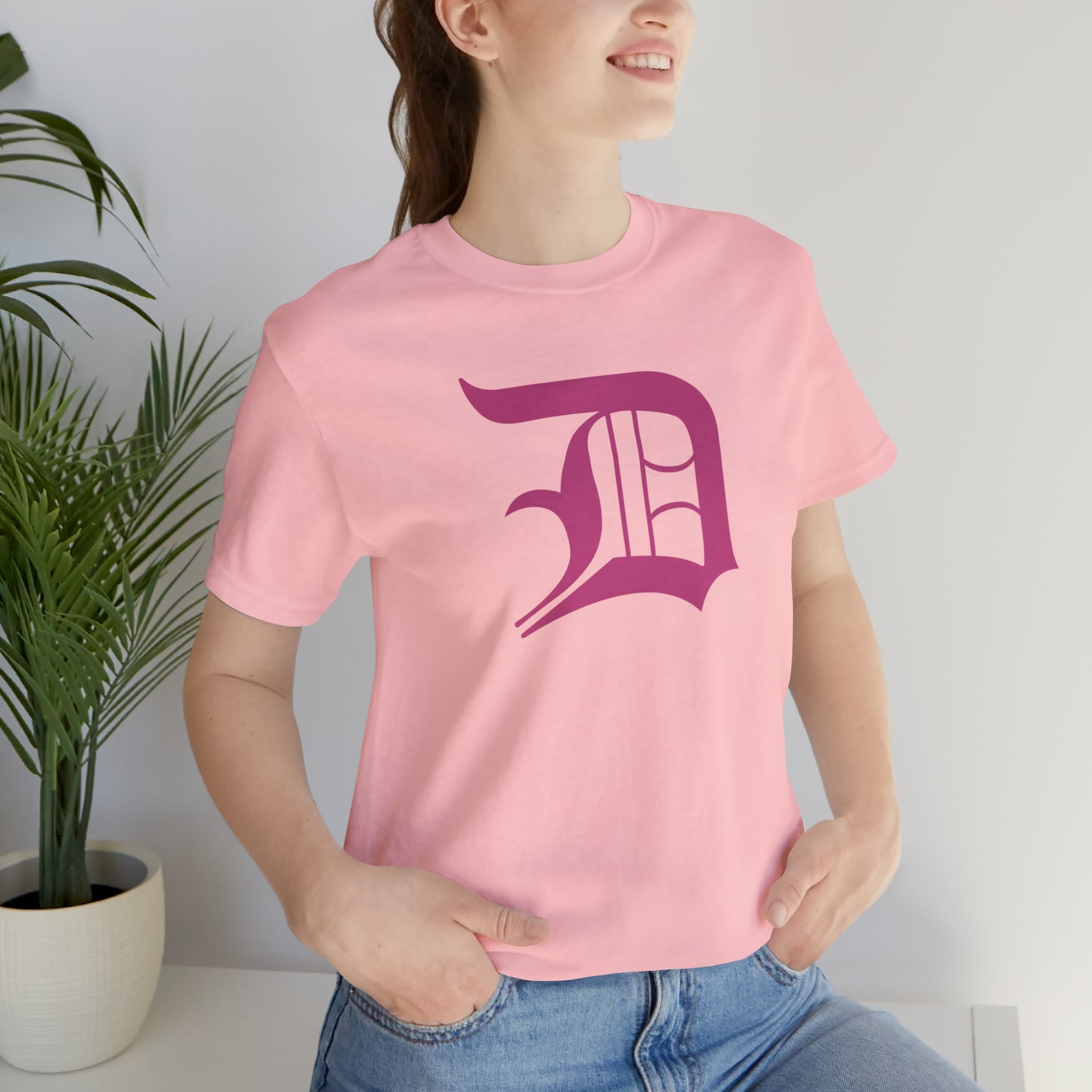 Detroit 'Old English D' T-Shirt (Apple Blossom Pink) | Unisex Standard