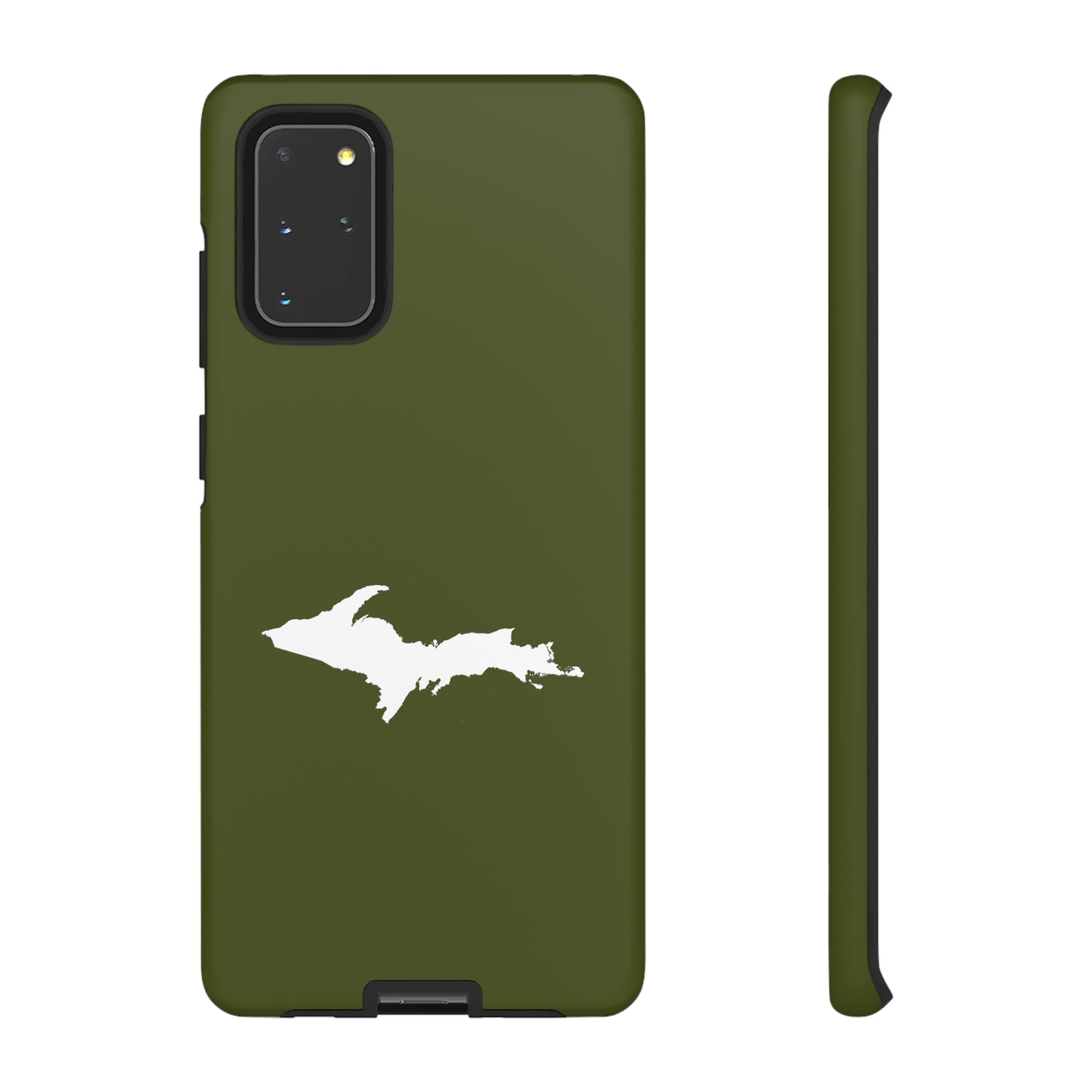 Michigan Upper Peninsula Tough Phone Case (Army Green w/ UP Outline) | Samsung & Pixel Android