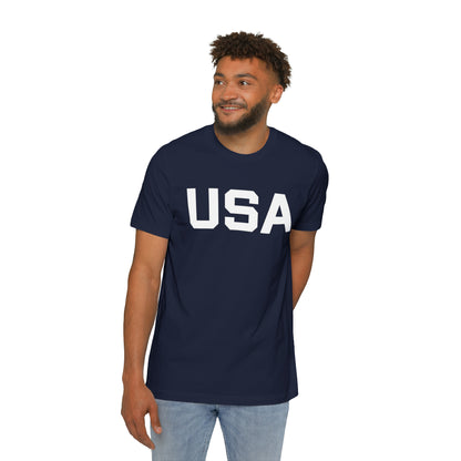 'USA' T-Shirt (Athletic Sans Font) | Made in USA