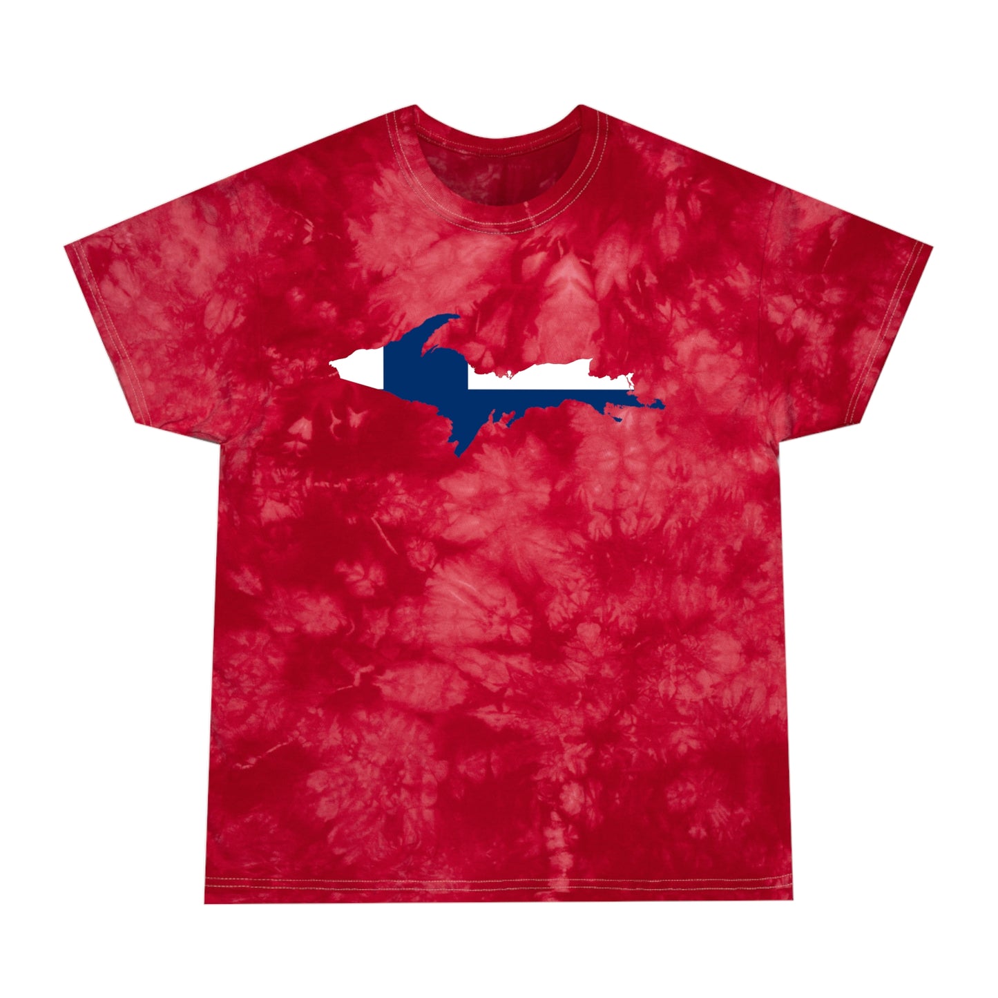 Michigan Upper Peninsula Tie-Dye T-Shirt (w/ UP Finland Flag) | Unisex Crystal