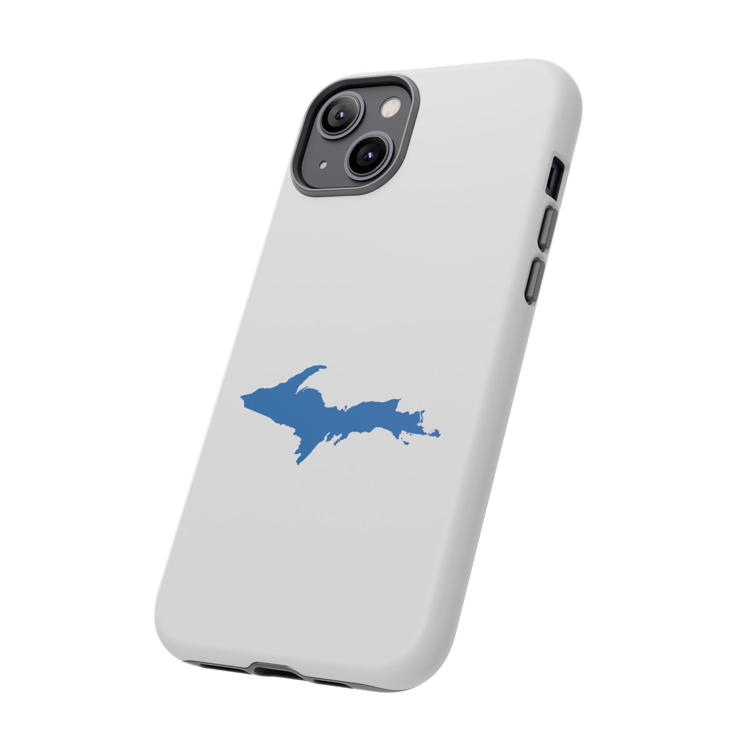 Michigan Upper Peninsula Tough Phone Case (Birch Bark White w/ Azure UP Outline) | Apple iPhone