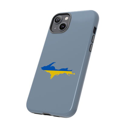 Michigan Upper Peninsula Tough Phone Case (B-24 Liberator Grey w/ UP Ukraine Flag Outline) | Apple iPhone