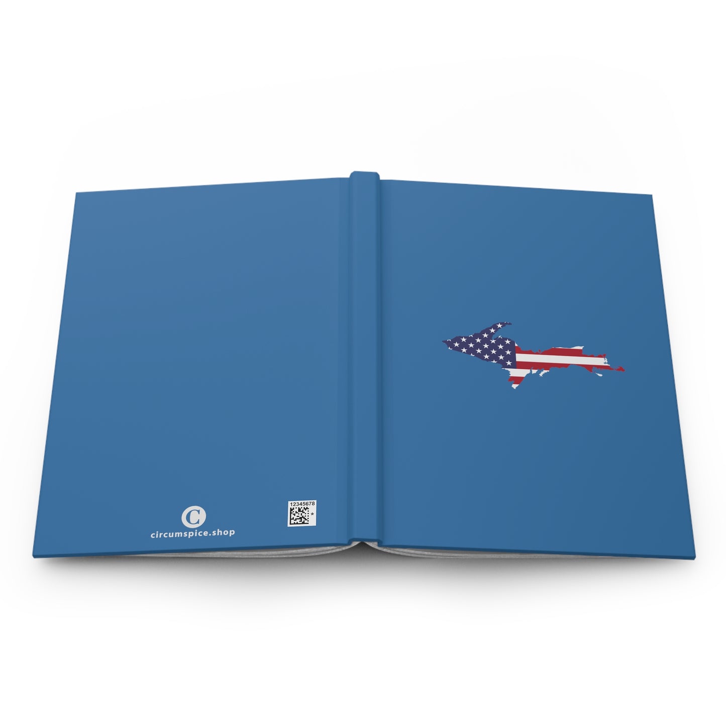 Michigan Upper Peninsula Hardcover Journal (w/ UP USA Flag) | Ruled - Lake Superior Blue