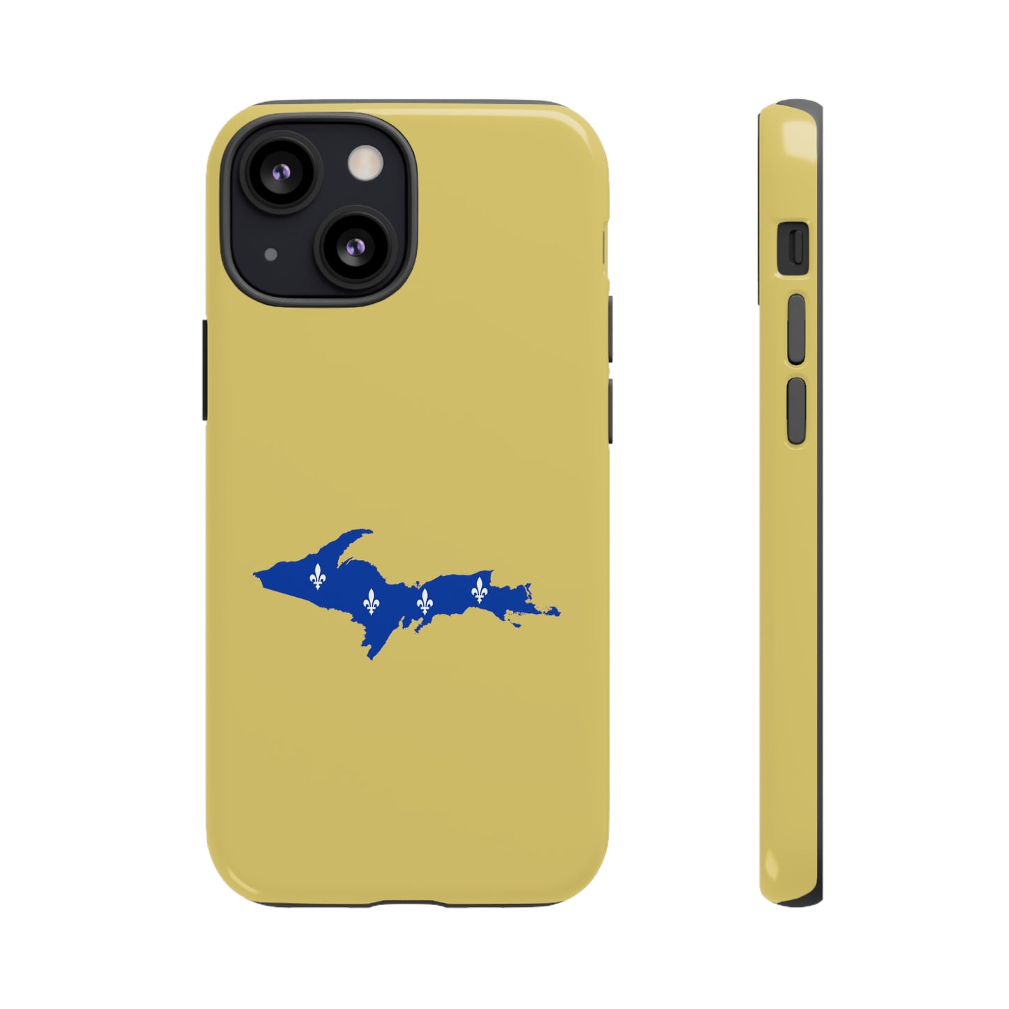 Michigan Upper Peninsula Tough Phone Case (Plum Yellow w/ UP Quebec Flag Outline) | Apple iPhone