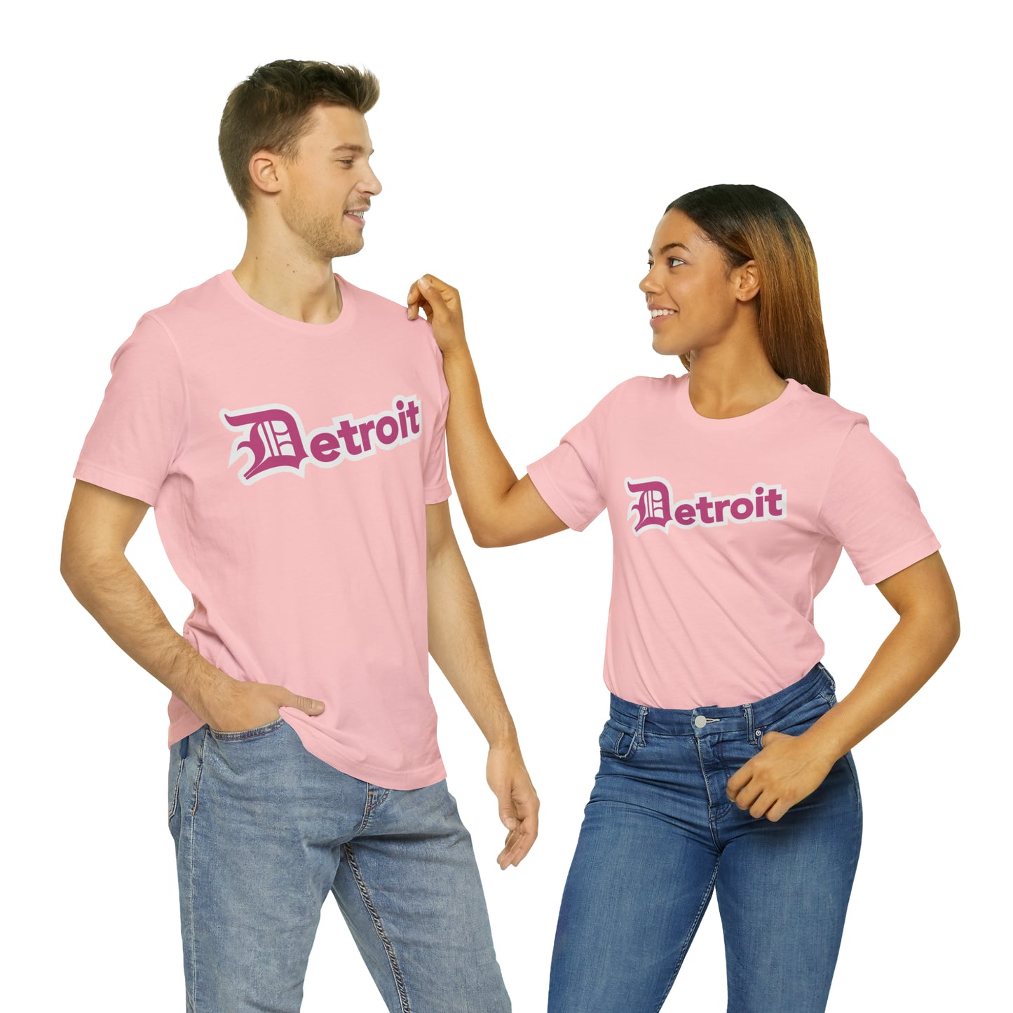 'Detroit' T-Shirt (Apple Blossom Pink w/ Old English 'D') | Unisex Standard