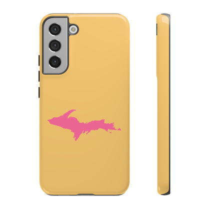 Michigan Upper Peninsula Tough Phone Case (Citrine w/ Pink UP Outline) | Samsung & Pixel Android