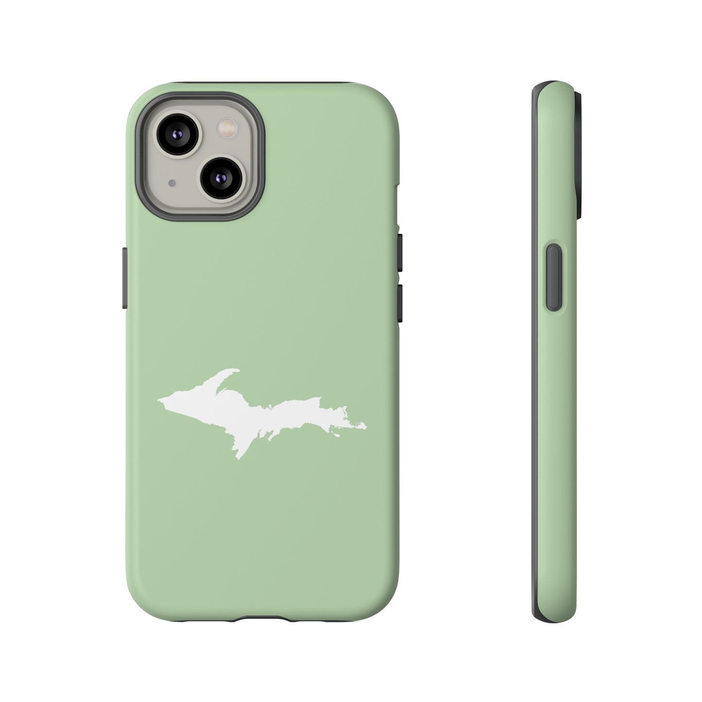 Michigan Upper Peninsula Tough Phone Case (Green Tea Color w/ UP Outline) | Apple iPhone