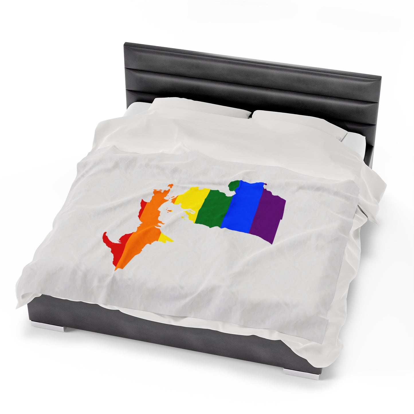 Michigan Plush Blanket (w/ MI Pride Flag Outline) | Birch Bark White