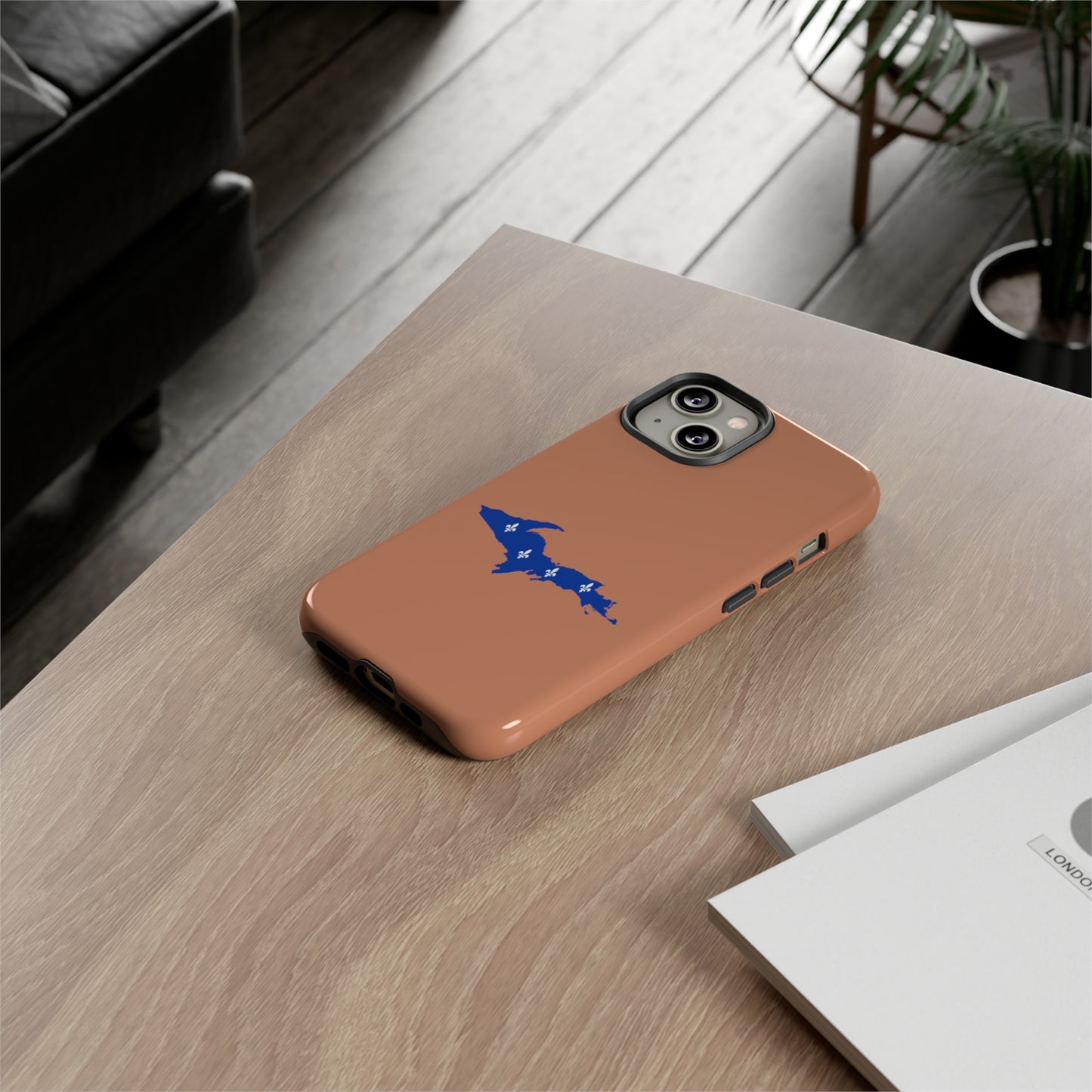 Michigan Upper Peninsula Tough Phone Case (Copper Color w/ UP Quebec Flag Outline) | Apple iPhone