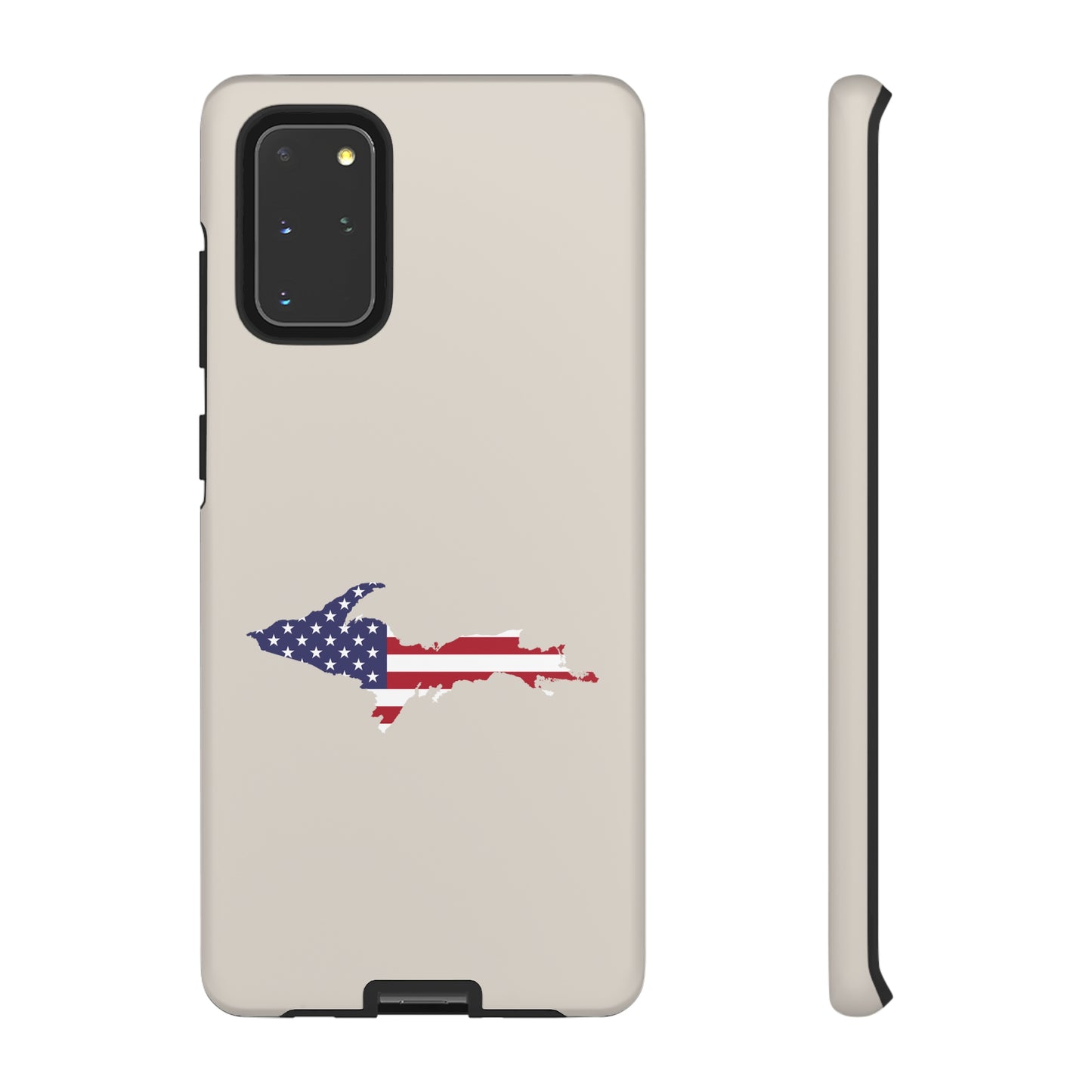 Michigan Upper Peninsula Tough Phone Case (Canvas Color w/ UP USA Flag Outline) | Samsung & Pixel Android