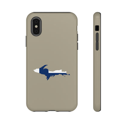 Michigan Upper Peninsula Tough Phone Case (Petoskey Stone Beige w/ UP Finland Flag Outline) | Apple iPhone