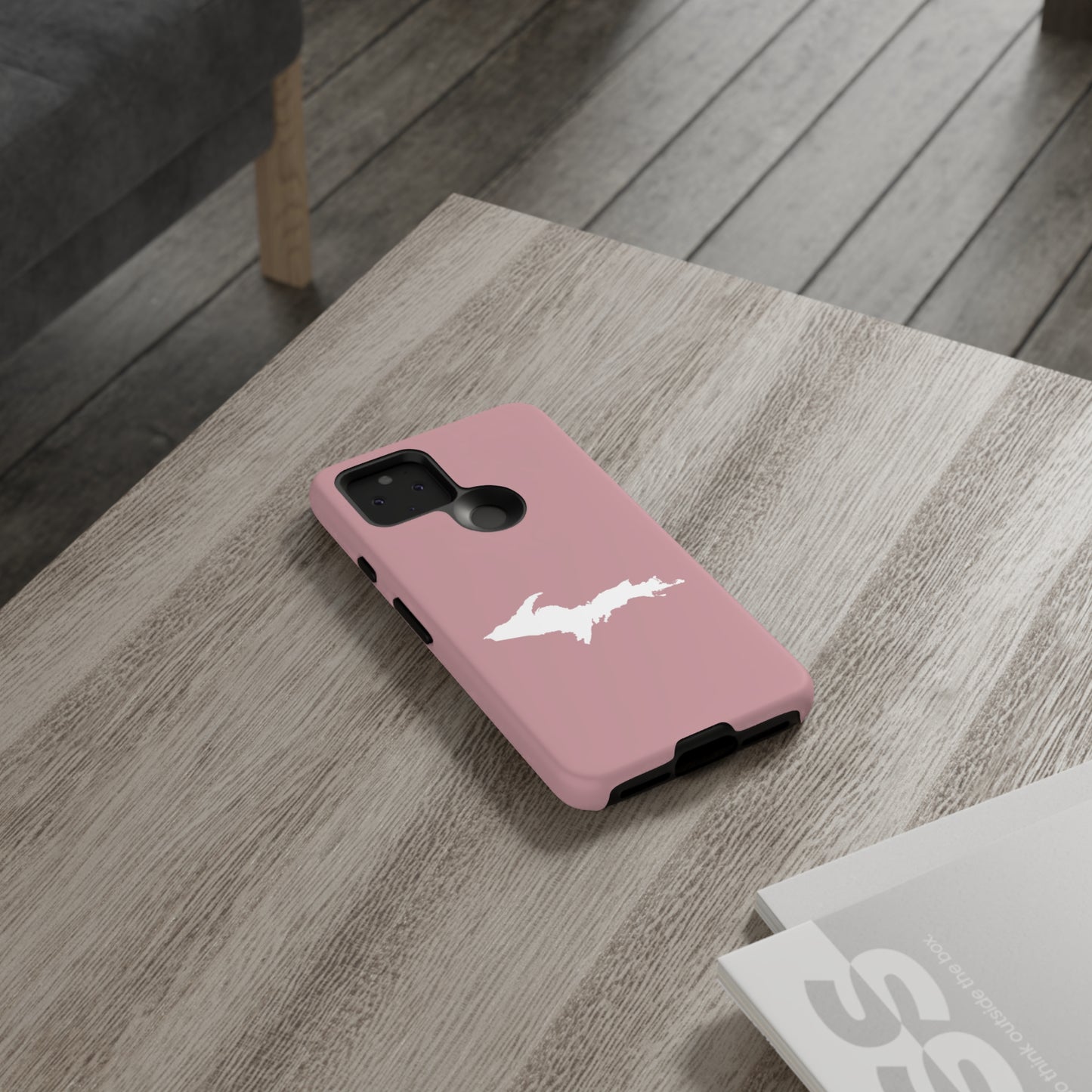 Michigan Upper Peninsula Tough Phone Case (Cherry Blossom Color w/ UP Outline) | Samsung & Pixel Android