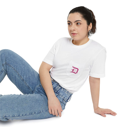 Detroit 'Old English D' Pocket T-Shirt (Apple Blossom Pink) | Unisex Standard