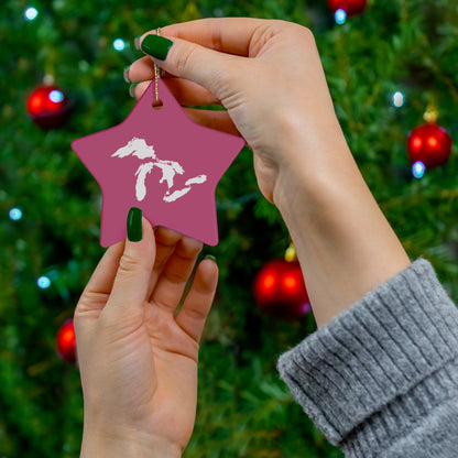 Great Lakes Christmas Ornament (Apple Blossom Pink) | Ceramic