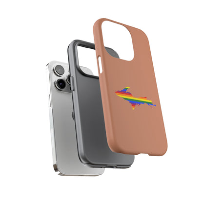 Michigan Upper Peninsula Tough Phone Case (Copper Color w/ UP Pride Flag Outline) | Apple iPhone