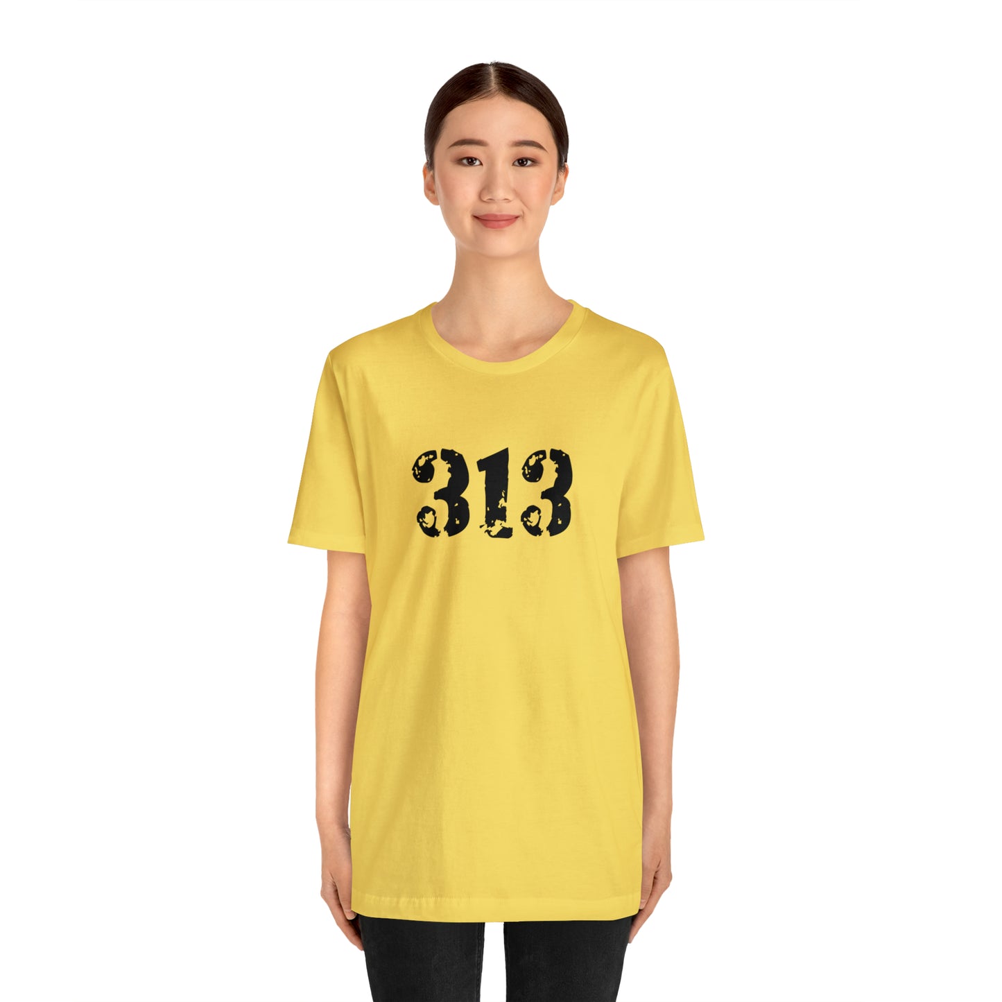 Detroit '313' T-Shirt (Distressed Stencil Font) | Unisex Standard Fit