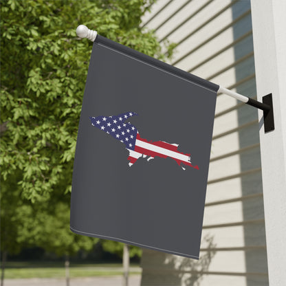 Michigan Upper Peninsula Home & Garden Flag (w/ UP USA Flag) | Iron Ore Grey