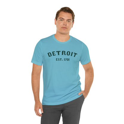 'Detroit EST. 1701' T-Shirt (Laconic Green Ballpark Font) | Unisex Standard