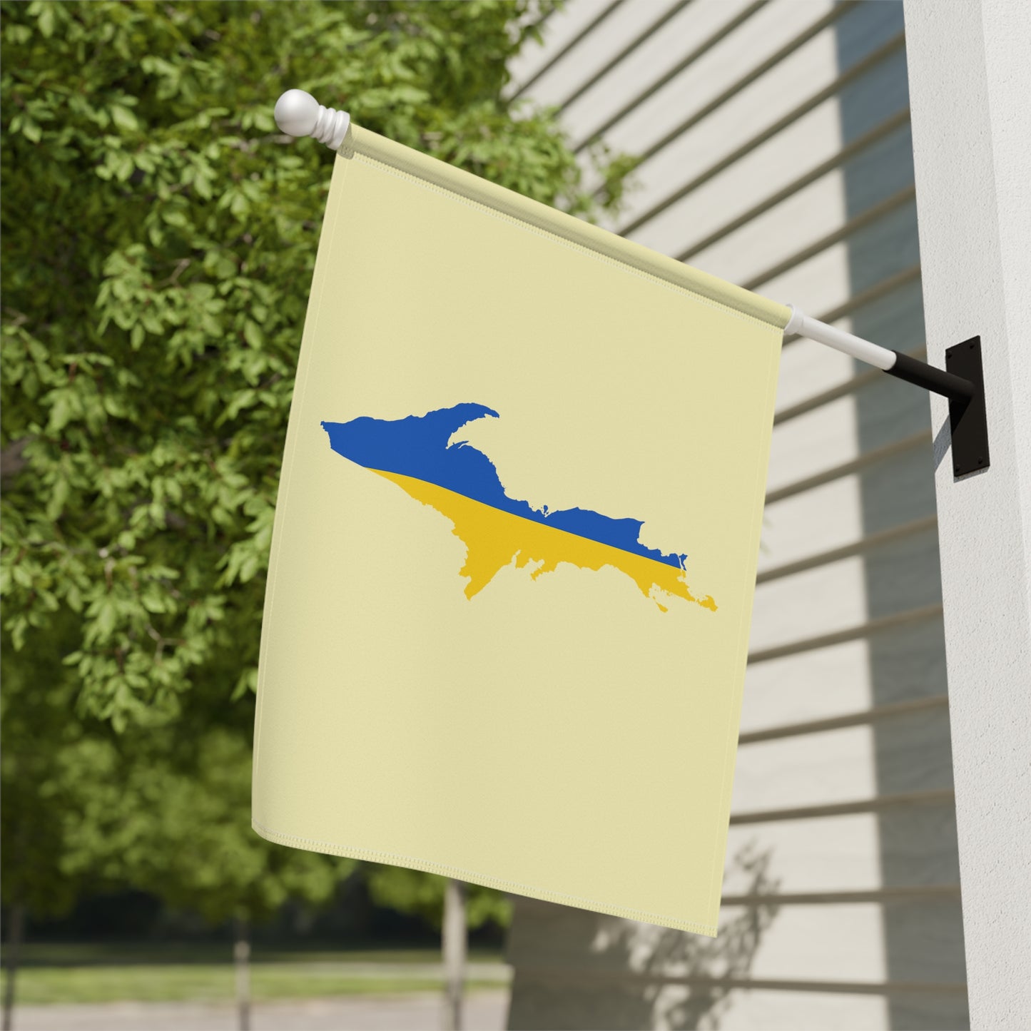 Michigan Upper Peninsula Home & Garden Flag (w/ UP Ukraine Flag) | Canary Yellow