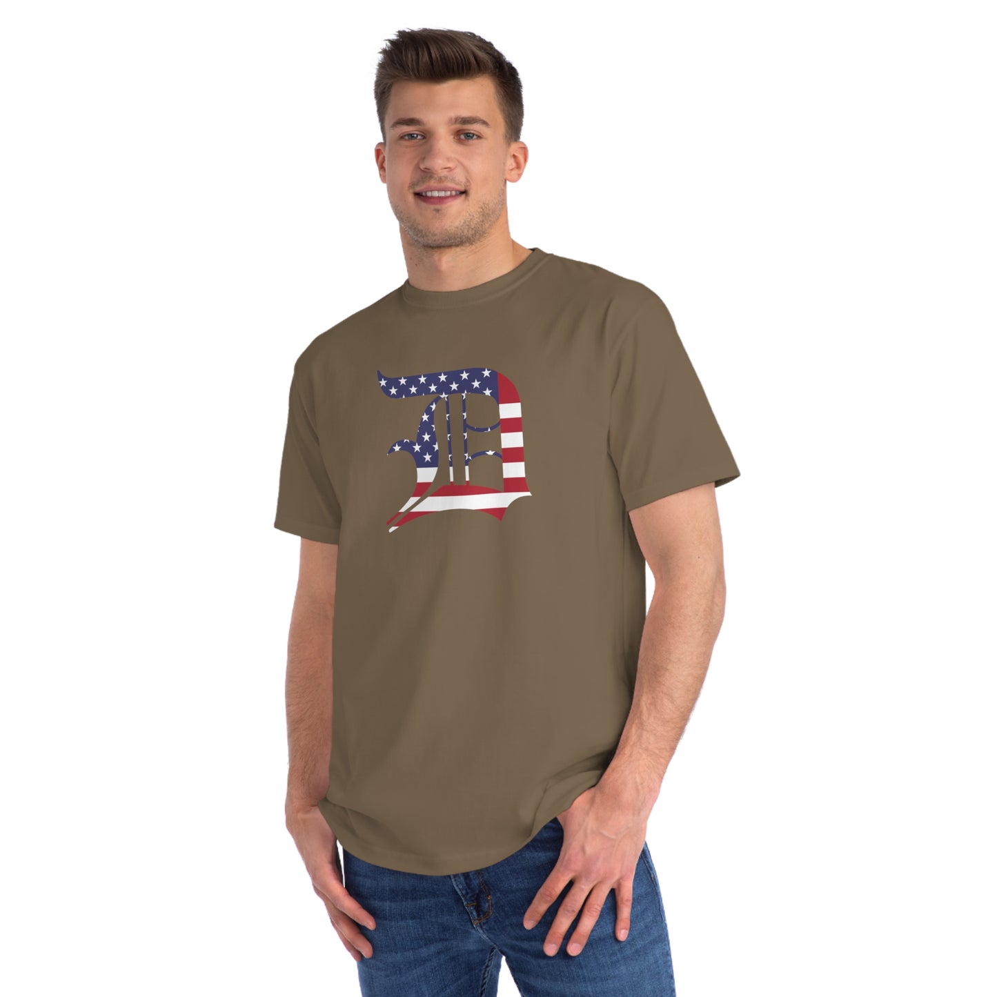 Detroit 'Old English D' T-Shirt (Patriotic Edition) | Unisex Organic