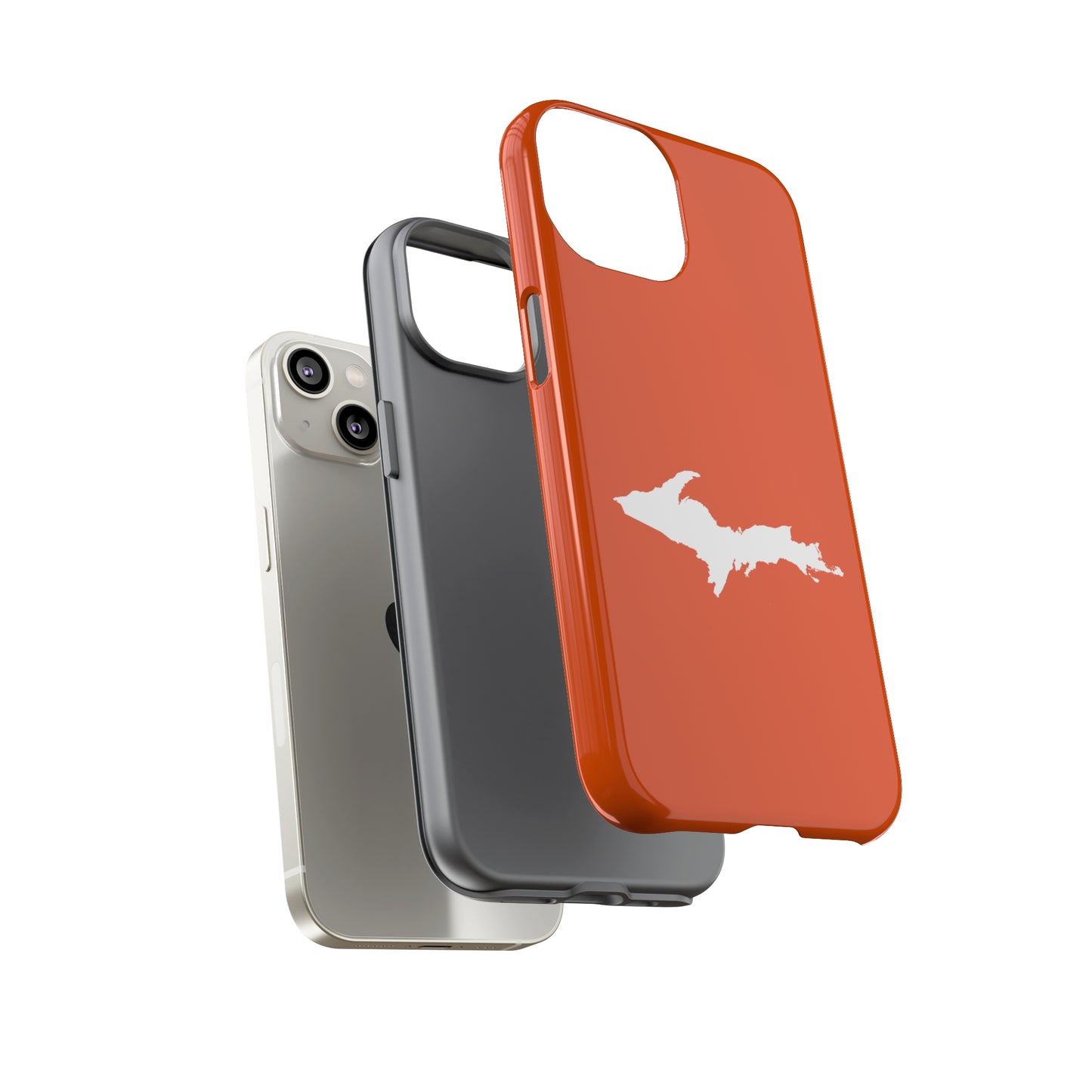 Michigan Upper Peninsula Tough Phone Case (Maple Leaf Orange w/ UP Outline) | Apple iPhone