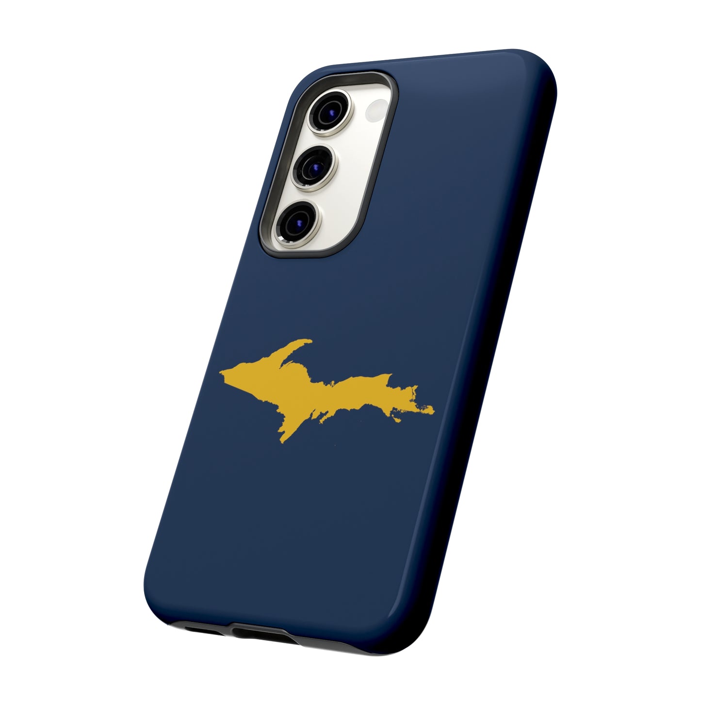 Michigan Upper Peninsula Tough Phone Case (Navy w/ Gold UP Outline) | Samsung & Pixel Android