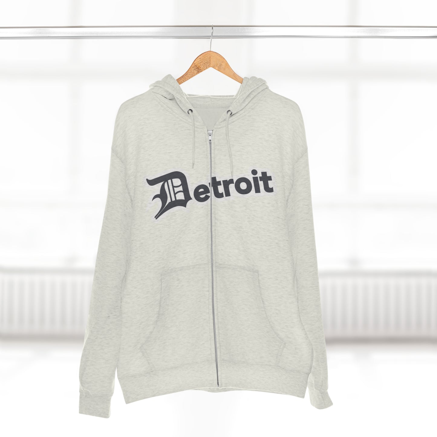 'Detroit' Hoodie (Iron Ore Grey w/ Old English 'D') | Unisex Full Zip